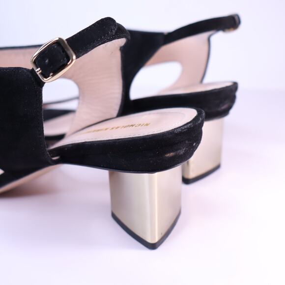 NICHOLAS KIRKWOOD Suede Prism Heeled Slingback Sandals Black Women's 39.5/US 9 - Picture 5 of 9